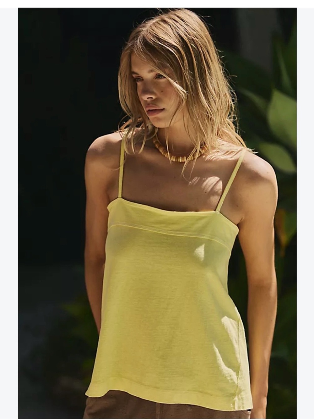 Free People Lemon Yellow Spaghetti Strap Camisole